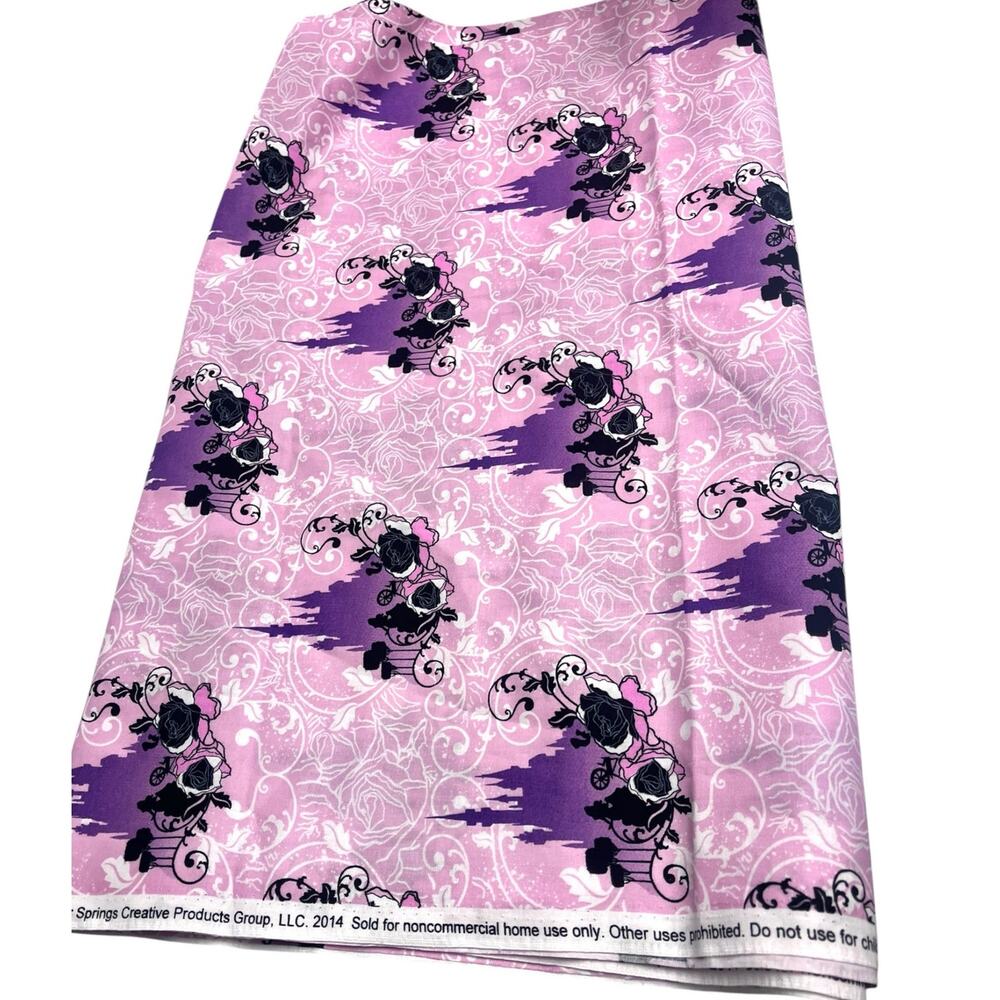 2 yds DISNEY Maleficent Castle Scenic | Pink Cotton *Hard-to-Find* 2014